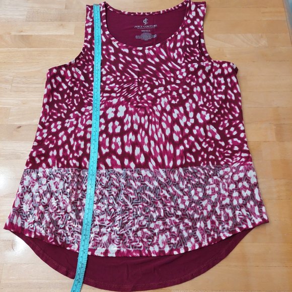 Juicy Couture Women's Tank Top Leopard Print Sequined Dark Fuchsia Small - Picture 10 of 10